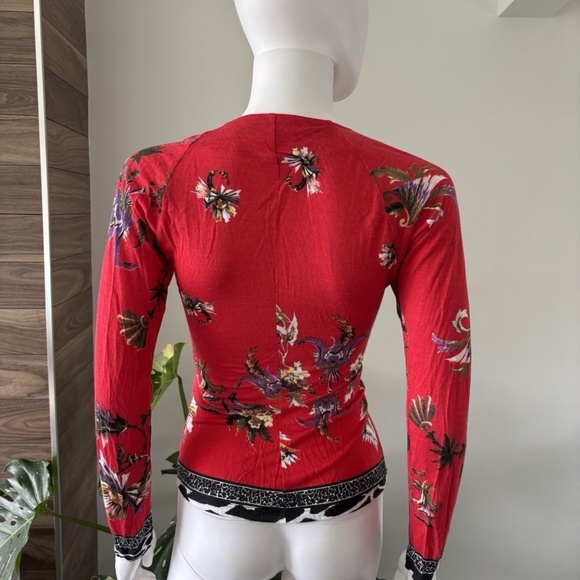 Roberto Cavalli CLASS *Vintage* Sweater Long Sleeve Red Floral Sz 8 US Authentic - Picture 8 of 14
